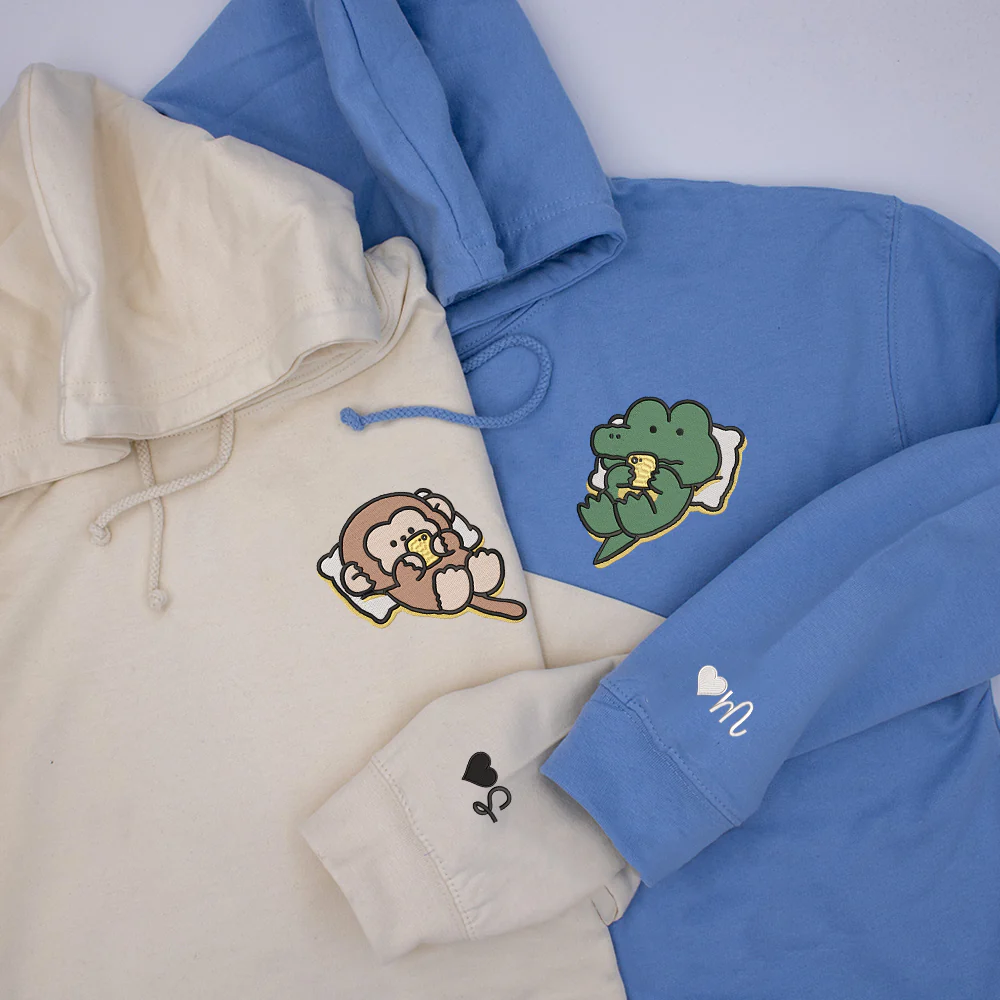 custom embroidered hoodies for couples - matching