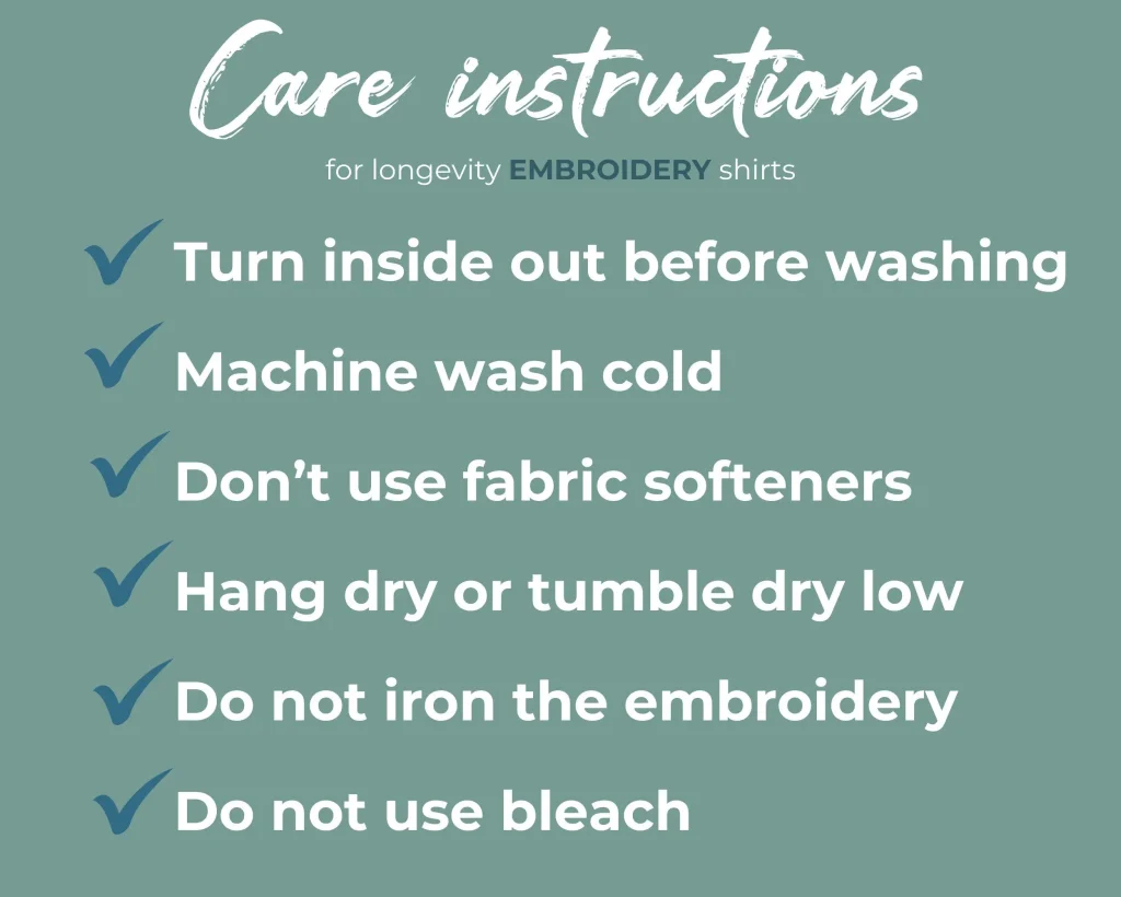 Hoodies in laundry with care instructions.